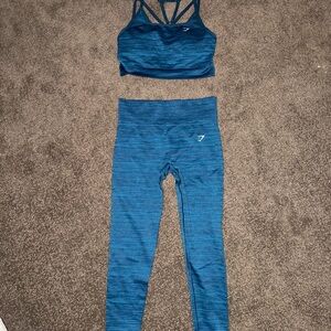 Gymshark Blue Sports Bra and Leggings Set